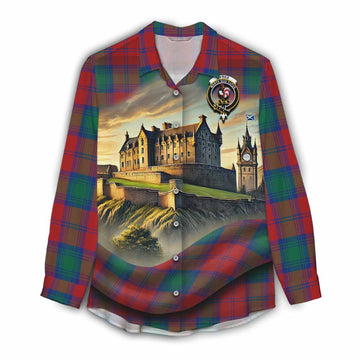 Byres (Byses) Tartan Family Crest Women's Casual Shirt with Scottish Ancient Castle Style Female - Tartan Vibes Clothing