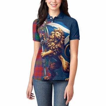 Byres (Byses) Tartan Family Crest Women's Polo Shirt with Scottish Majestic Lion Women - Tartan Vibes Clothing