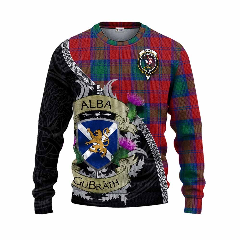 Byres (Byses) Tartan Family Crest Knitted Sweater Lion Rampant Royal Thistle Shield Celtic Inspired Unisex - Tartan Vibes Clothing
