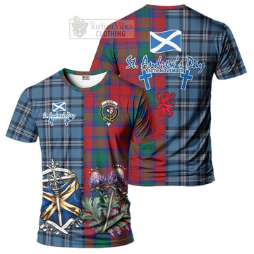 Byres (Byses) Tartan T-Shirt Happy St. Andrew's Day Half Tartan Style Kid's Shirt - Tartan Vibes Clothing