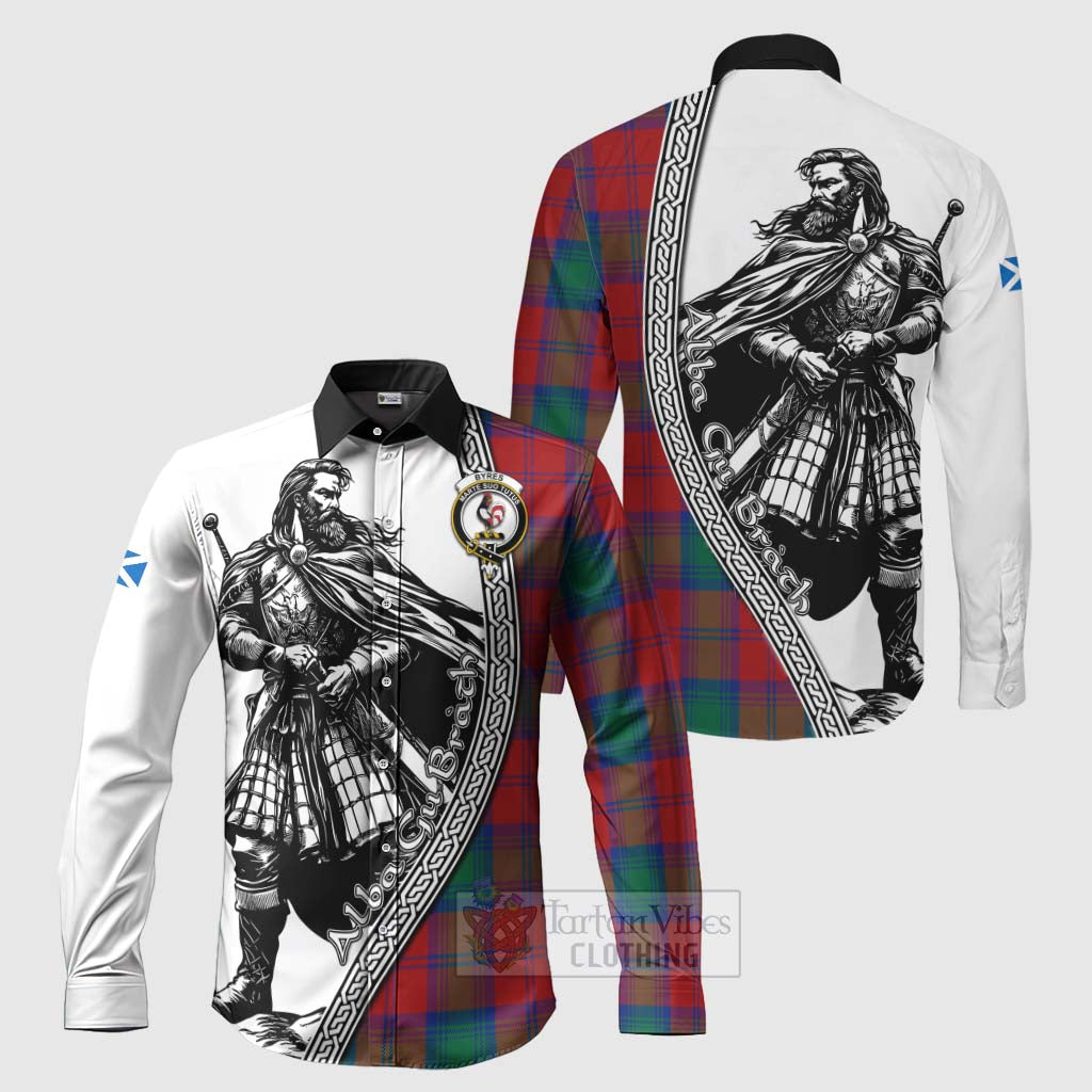 Byres (Byses) Tartan Clan Crest Long Sleeve Button Shirt with Highlander Warrior Celtic Style Men's Shirt S - Tartan Vibes Clothing