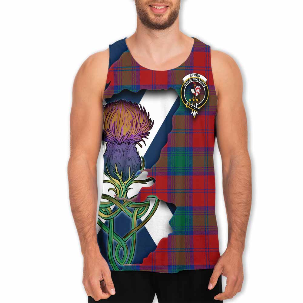 Tartan Vibes Clothing Byres (Byses) Tartan Family Crest Men's Tank Top Scottish Thistle Celtic Inspired
