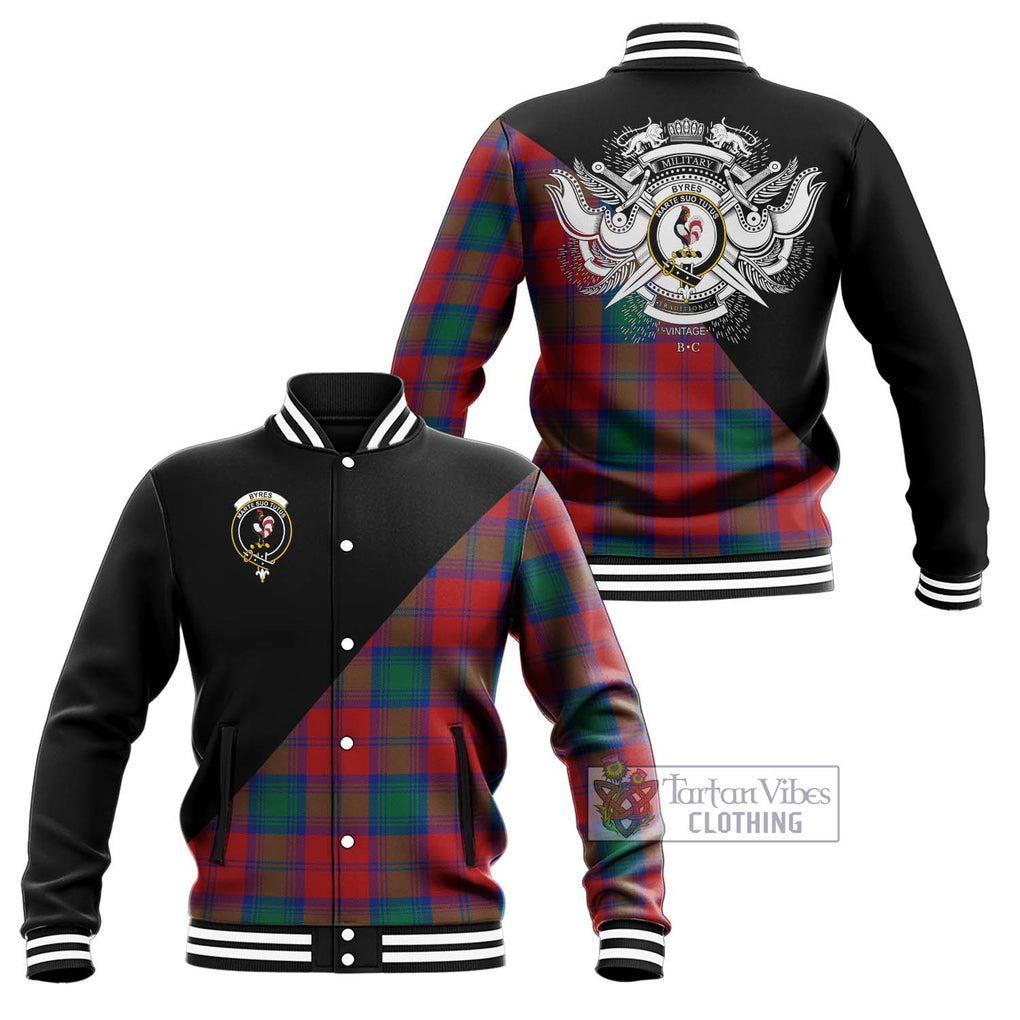 Byres (Byses) Tartan Baseball Jacket with Family Crest and Military Logo Style Unisex - Tartan Vibes Clothing