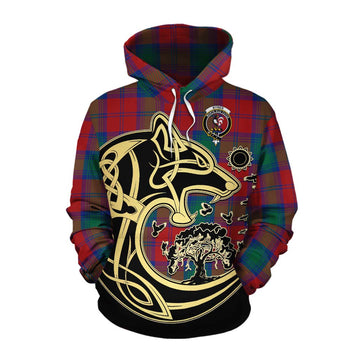 Byres (Byses) Tartan Cotton Hoodie with Family Crest Celtic Wolf Style Pullover Hoodie XS - Tartan Vibes Clothing
