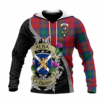Byres (Byses) Tartan Family Crest Knitted Hoodie Lion Rampant Royal Thistle Shield Celtic Inspired Unisex Knitted Pullover Hoodie - Tartan Vibes Clothing