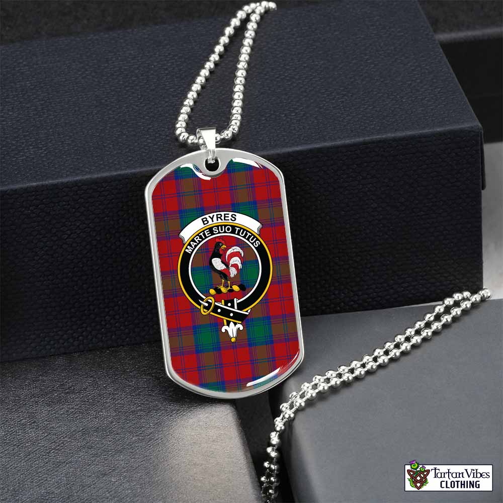Byres (Byses) Tartan Dog Tag Necklace with Family Crest Silver No - Tartan Vibes Clothing