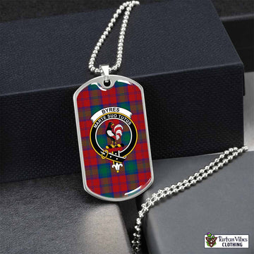 Byres (Byses) Tartan Dog Tag Necklace with Family Crest Silver No - Tartan Vibes Clothing