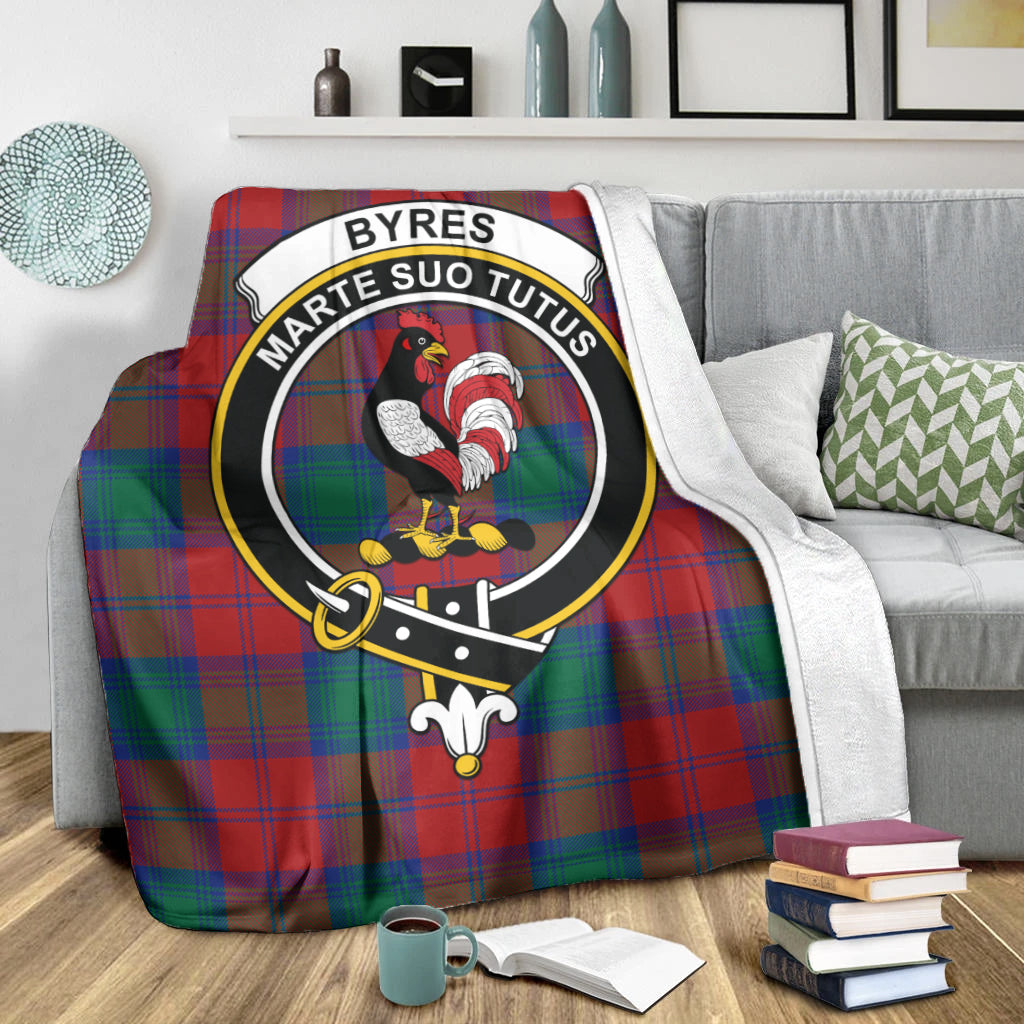 Byres (Byses) Tartan Blanket with Family Crest X-Large 59 x 79 inches 150 x 200 cm - Tartan Vibes Clothing