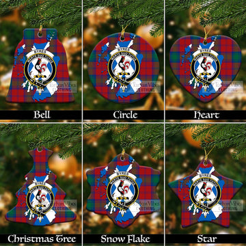 Byres (Byses) Tartan Christmas Ceramic Ornaments with Family Crest and Scotland Map Ceramic - Tartan Vibes Clothing