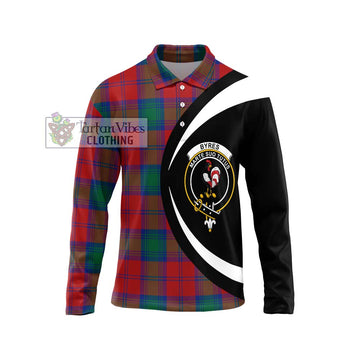 Byres (Byses) Tartan Long Sleeve Polo Shirt with Family Crest Circle Style Unisex - Tartan Vibes Clothing