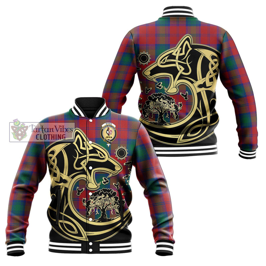Byres (Byses) Tartan Baseball Jacket with Family Crest Celtic Wolf Style Unisex - Tartan Vibes Clothing