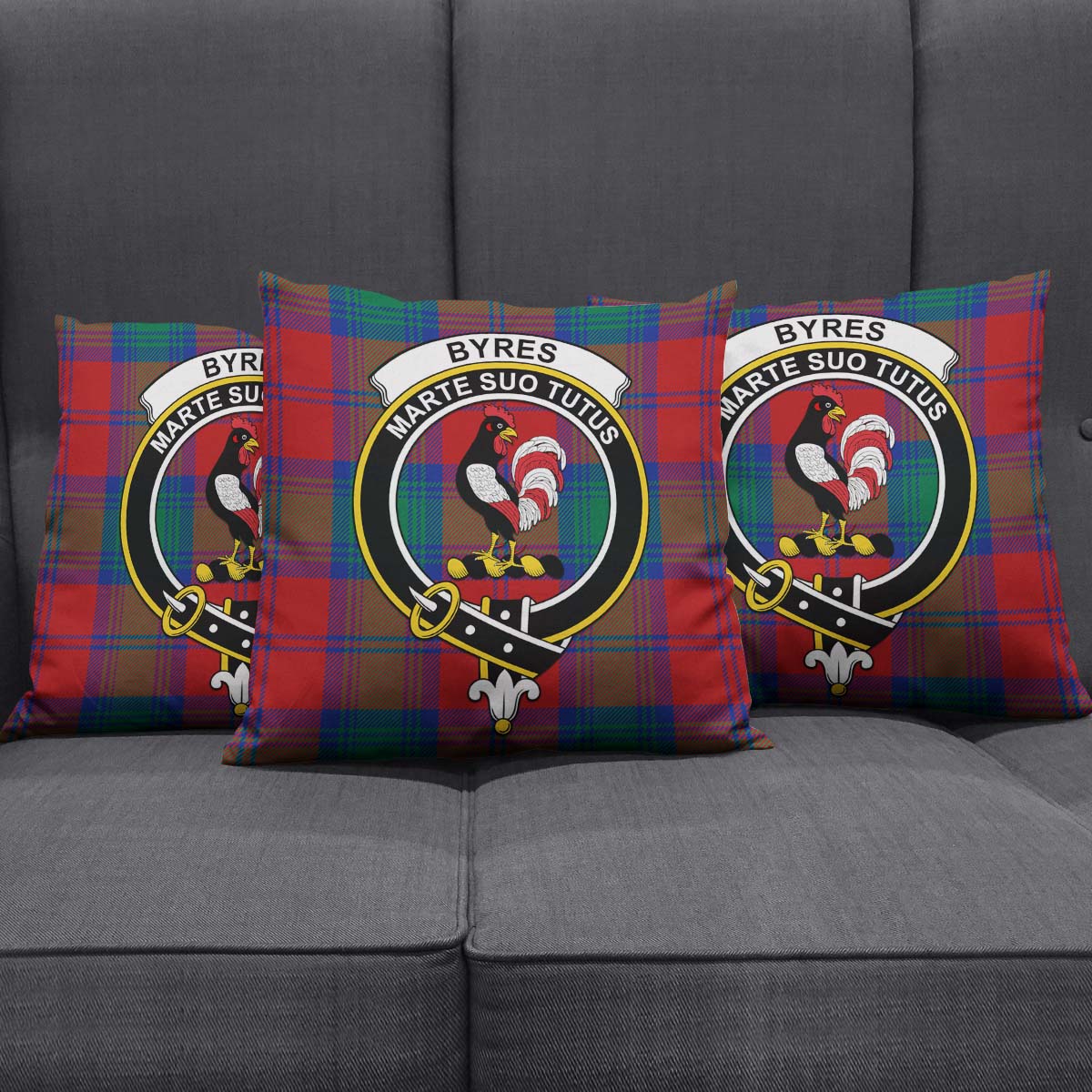 Byres (Byses) Tartan Pillow Cover with Family Crest Rectangle Pillow Cover 51*91cm - Tartan Vibes Clothing