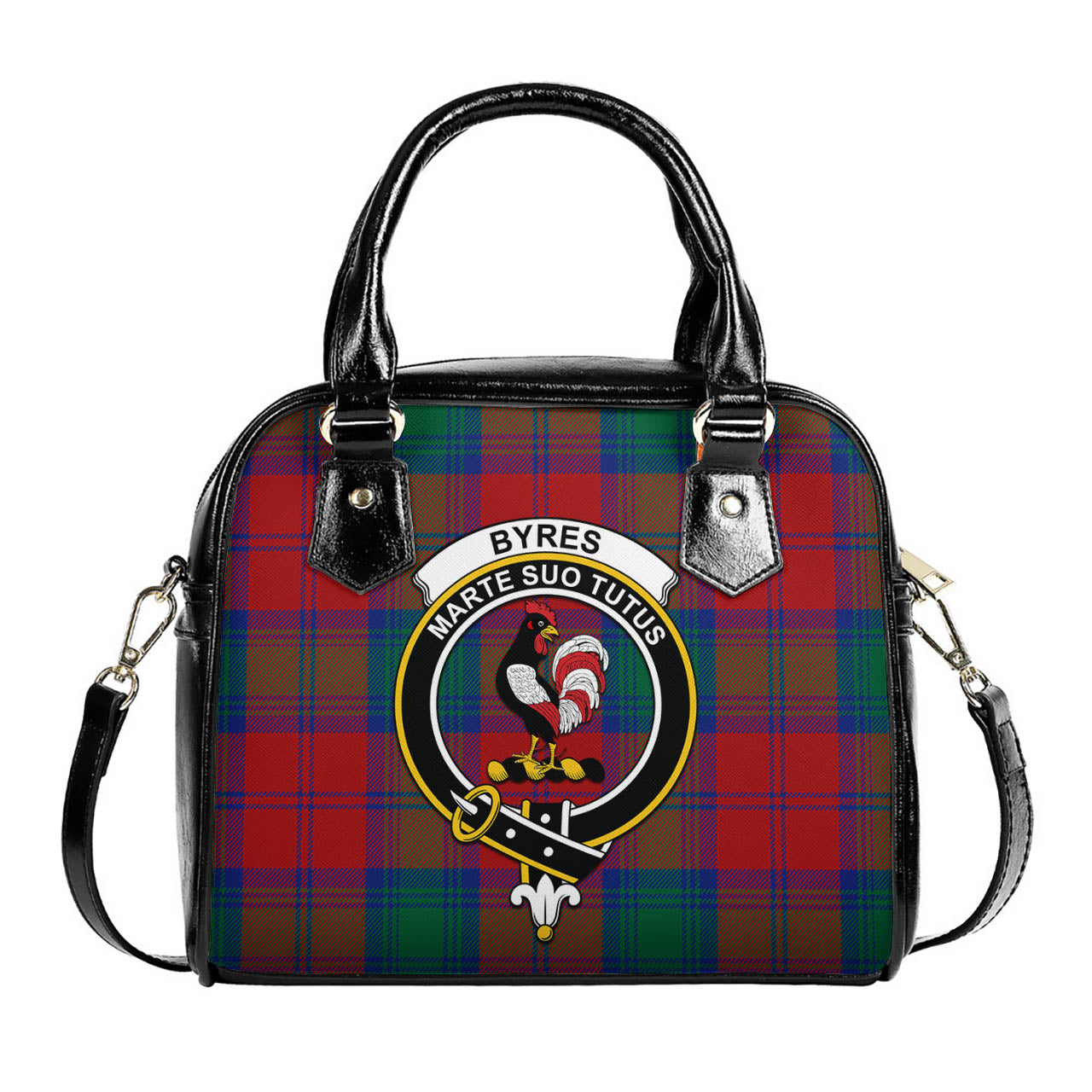 Byres (Byses) Tartan Shoulder Handbags with Family Crest One Size 9*21*24 cm (3.54*8.27*9.45 inches) - Tartan Vibes Clothing