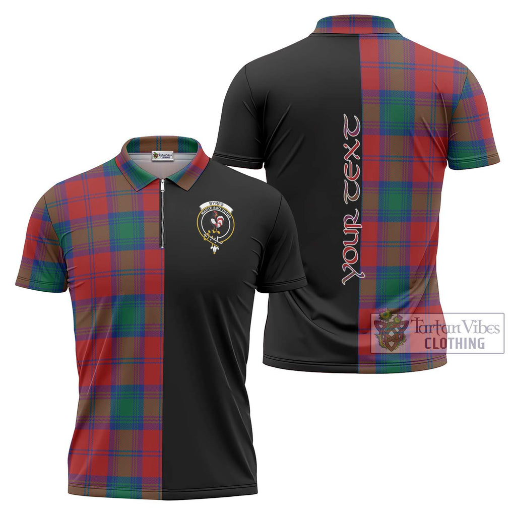 Byres (Byses) Tartan Zipper Polo Shirt with Family Crest and Half Of Me Style Unisex - Tartanvibesclothing Shop