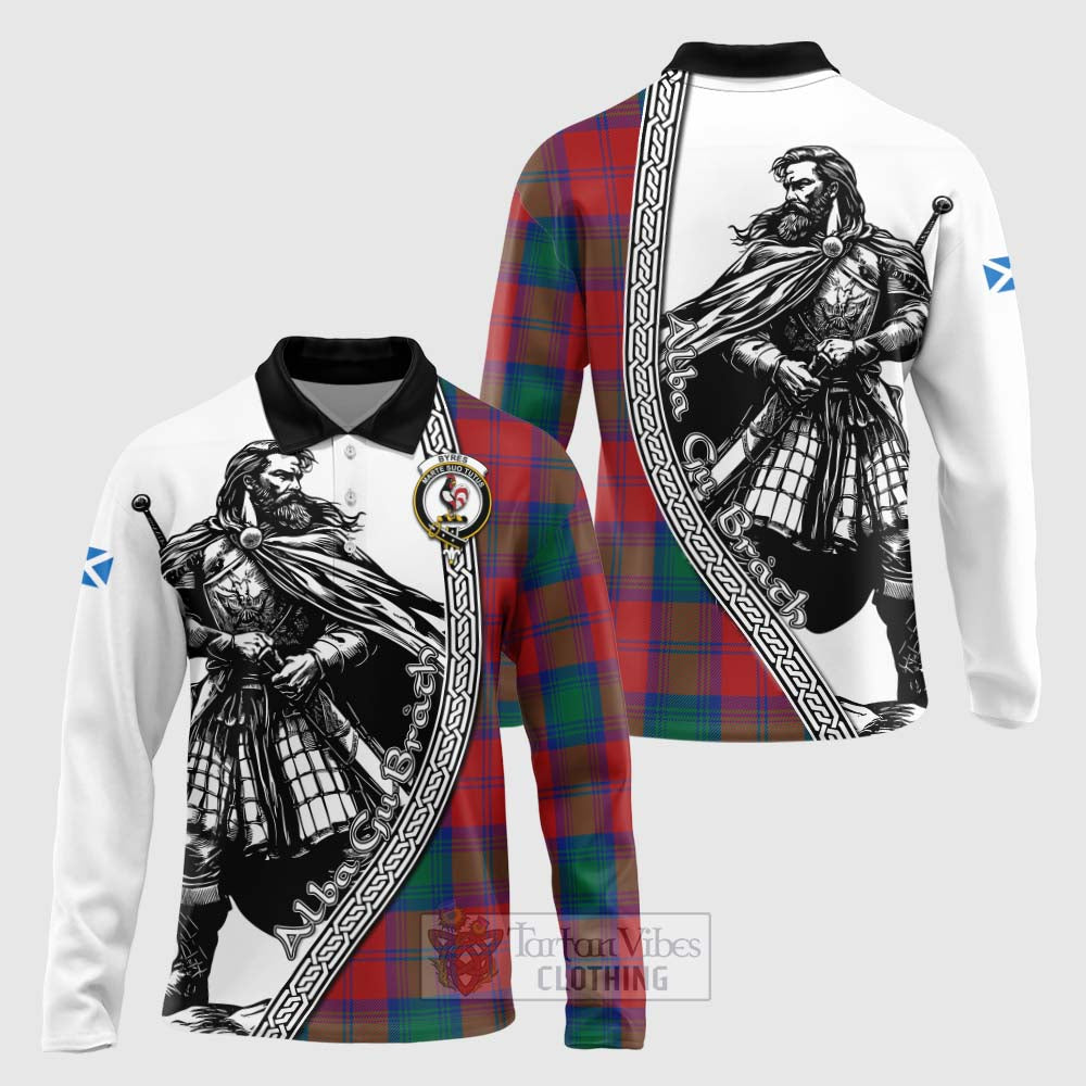 Byres (Byses) Tartan Clan Crest Long Sleeve Polo Shirt with Highlander Warrior Celtic Style Unisex - Tartan Vibes Clothing