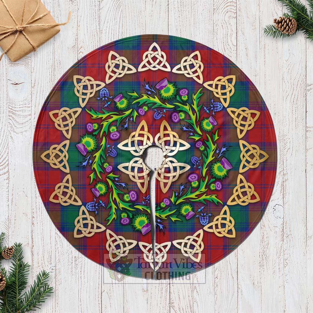 Byres (Byses) Tartan Christmas Tree Skirt with Thistle Celtic Knot Style Casual Tree Skirts - Tartan Vibes Clothing
