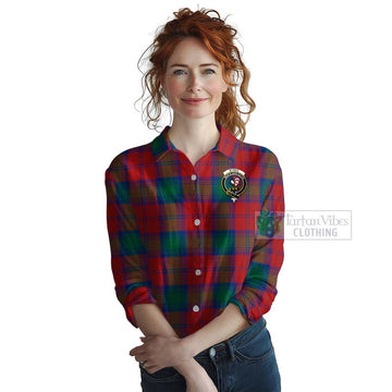Byres (Byses) Tartan Women's Casual Shirt with Family Crest Celtic Skull Style Female - Tartan Vibes Clothing