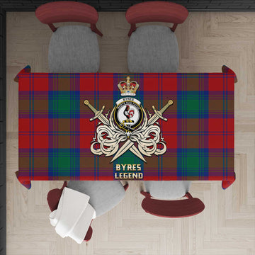 Byres (Byses) Tartan Tablecloth with Clan Crest and the Golden Sword of Courageous Legacy - Tartan Vibes Clothing