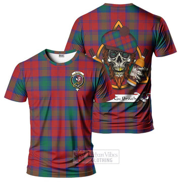 Byres (Byses) Tartan T-Shirt with Family Crest and Bearded Skull Holding Bottles of Whiskey Kid's Shirt - Tartan Vibes Clothing
