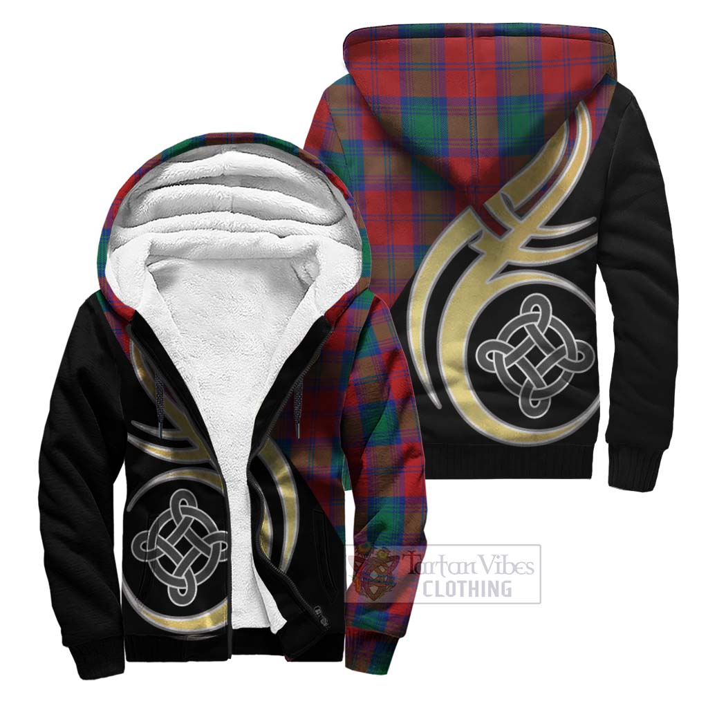 Byres (Byses) Tartan Sherpa Hoodie with Family Crest and Celtic Symbol Style Unisex S - Tartan Vibes Clothing