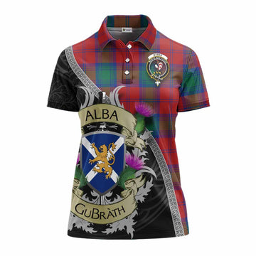 Byres (Byses) Tartan Family Crest Women's Polo Shirt Lion Rampant Royal Thistle Shield Celtic Inspired Women - Tartan Vibes Clothing