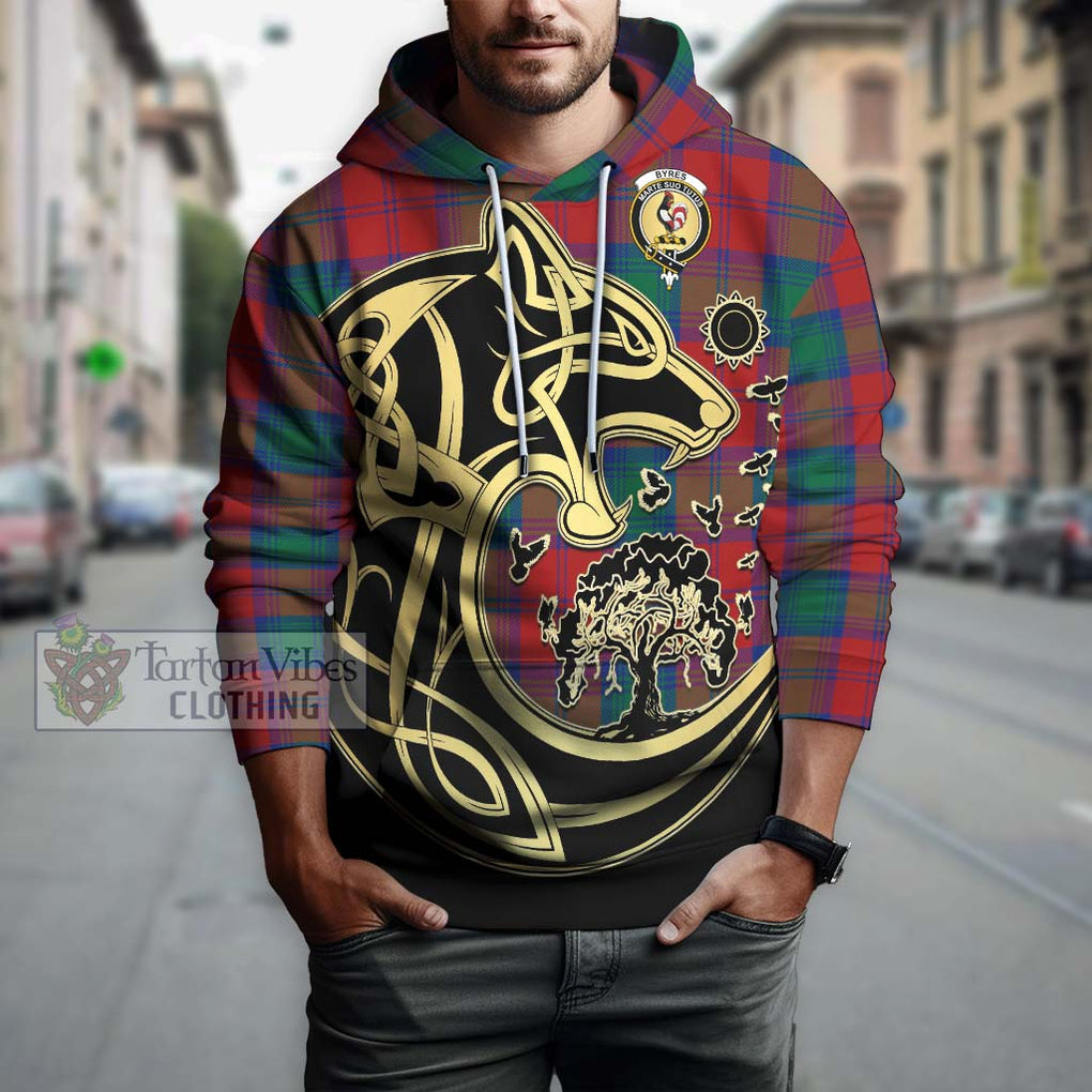 Byres (Byses) Tartan Hoodie with Family Crest Celtic Wolf Style Zip Hoodie - Tartan Vibes Clothing