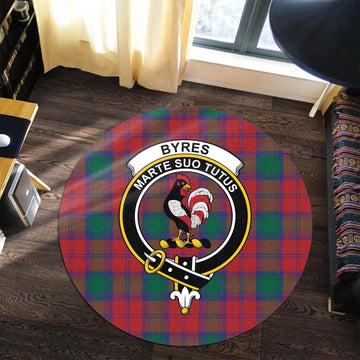Byres (Byses) Tartan Round Rug with Family Crest Premium Round Rug - Tartan Vibes Clothing