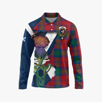 Byres (Byses) Tartan Family Crest Long Sleeve Polo Shirt Scottish Thistle Celtic Inspired Unisex - Tartan Vibes Clothing