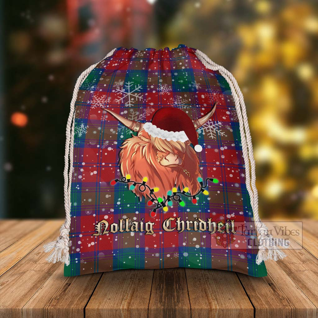 Byres (Byses) Tartan Christmas Santa's Bag with Twinkle Highland Cattle - Tartan Vibes Clothing