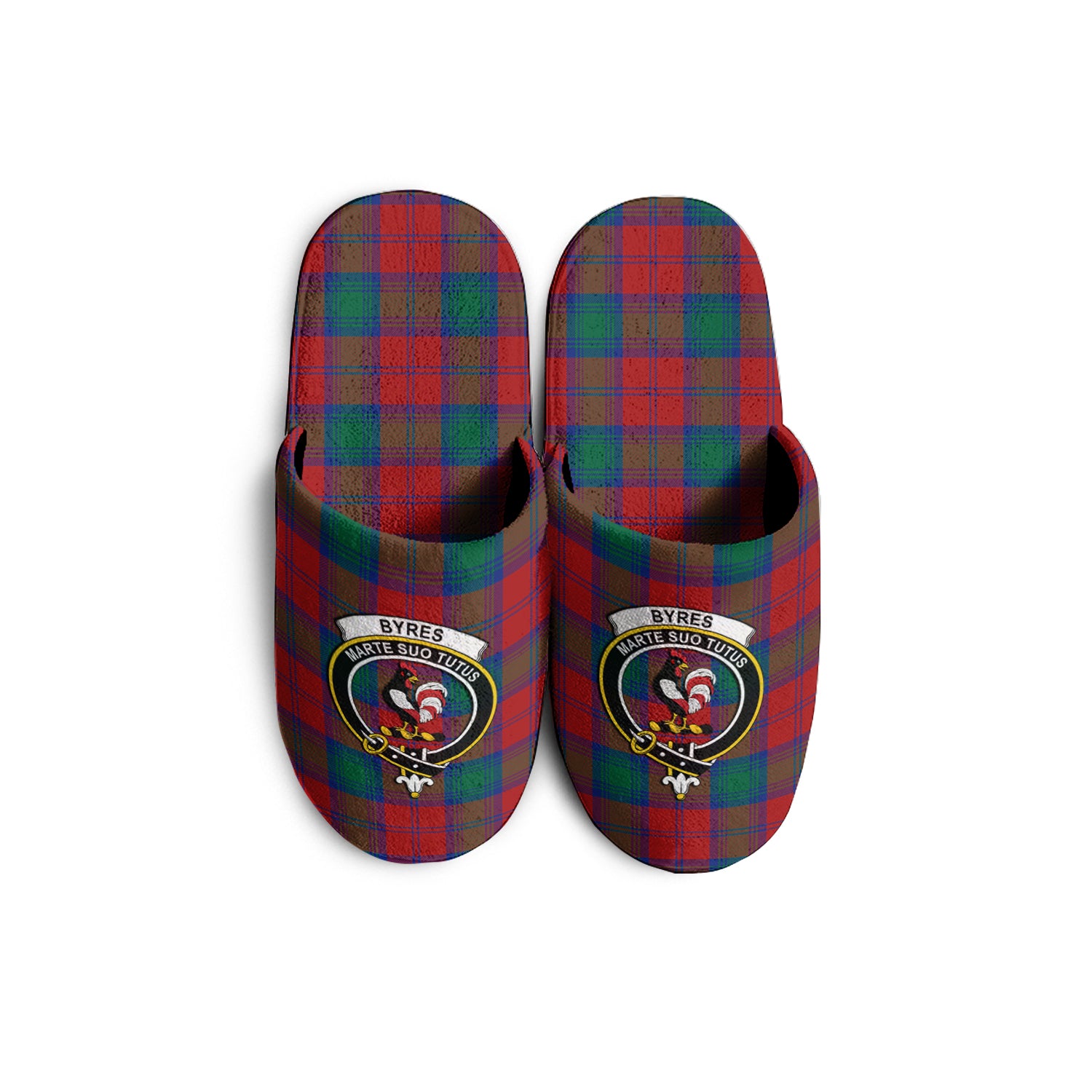 Byres (Byses) Tartan Home Slippers with Family Crest - Tartanvibesclothing