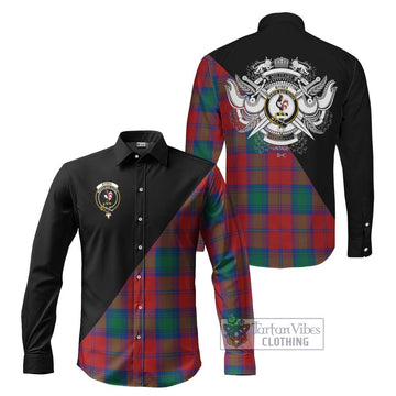 Byres (Byses) Tartan Long Sleeve Button Shirt with Family Crest and Military Logo Style Men's Shirt S - Tartanvibesclothing Shop