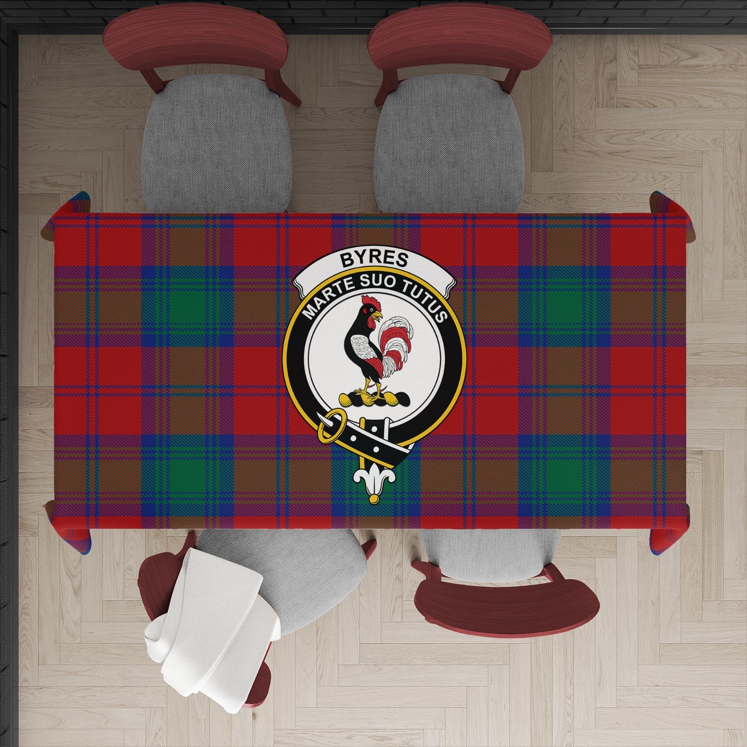 Byres (Byses) Tartan Tablecloth with Family Crest XL 57.1"x70.9"(145x180cm) - Tartan Vibes Clothing