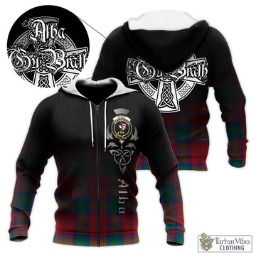 Tartan Vibes Clothing Byres (Byses) Tartan Knitted Hoodie Featuring Alba Gu Brath Family Crest Celtic Inspired