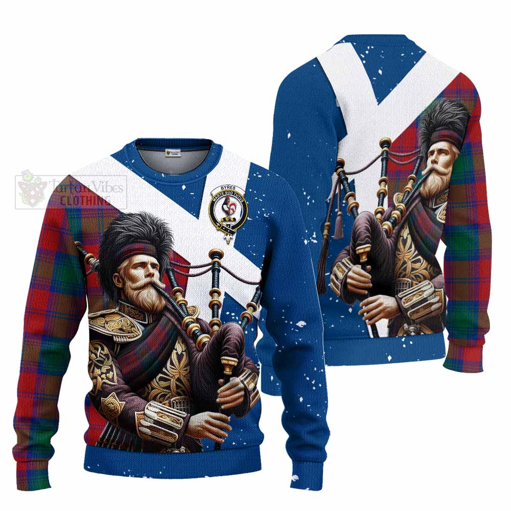 Byres (Byses) Tartan Knitted Sweater with Family Crest Scottish Bagpiper Vibes Unisex - Tartan Vibes Clothing