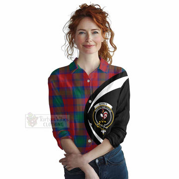 Byres (Byses) Tartan Women's Casual Shirt with Family Crest Circle Style Female - Tartan Vibes Clothing
