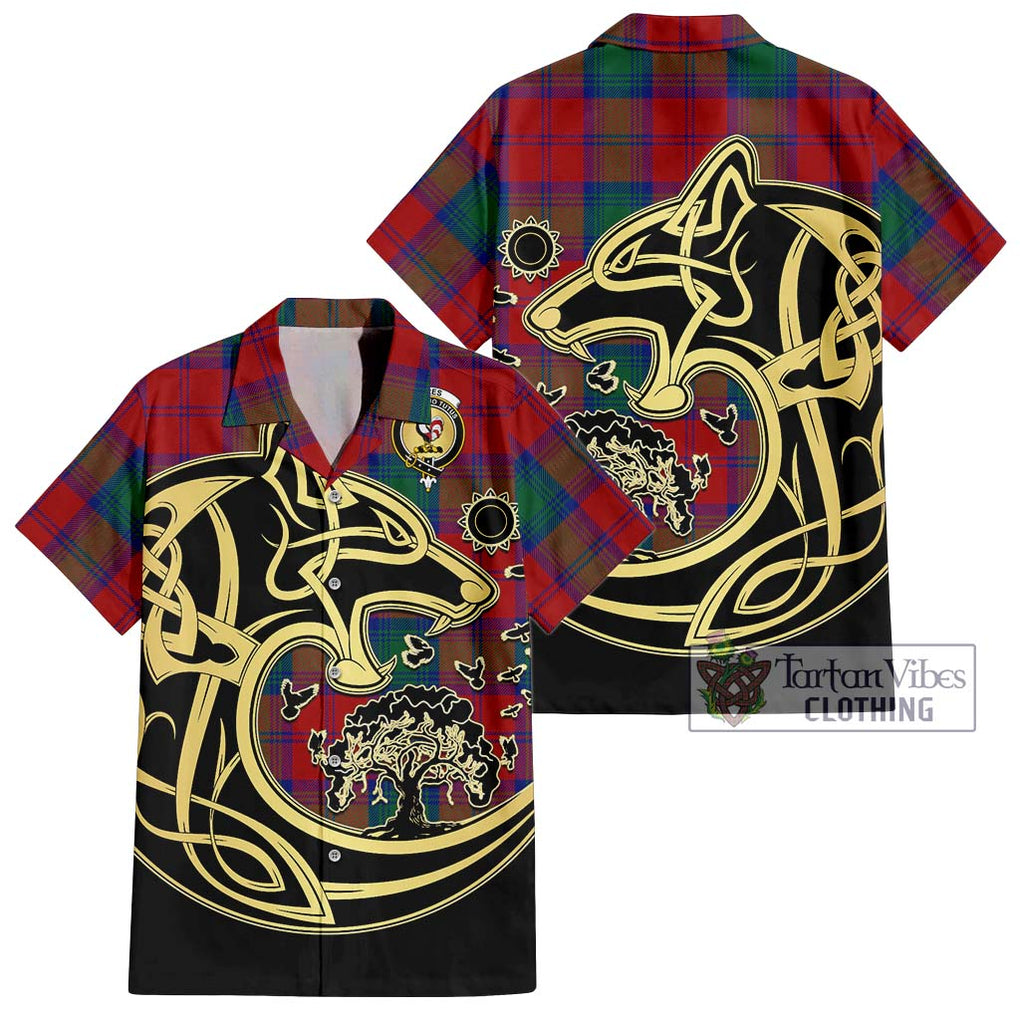 Byres (Byses) Tartan Hawaiian Shirt with Family Crest Celtic Wolf Style Kid - Tartan Vibes Clothing