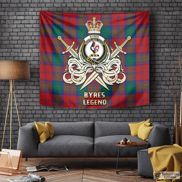 Byres (Byses) Tartan Tapestry with Clan Crest and the Golden Sword of Courageous Legacy Tapestry - Tartan Vibes Clothing