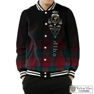 Tartan Vibes Clothing Byres (Byses) Tartan Baseball Jacket Featuring Alba Gu Brath Family Crest Celtic Inspired