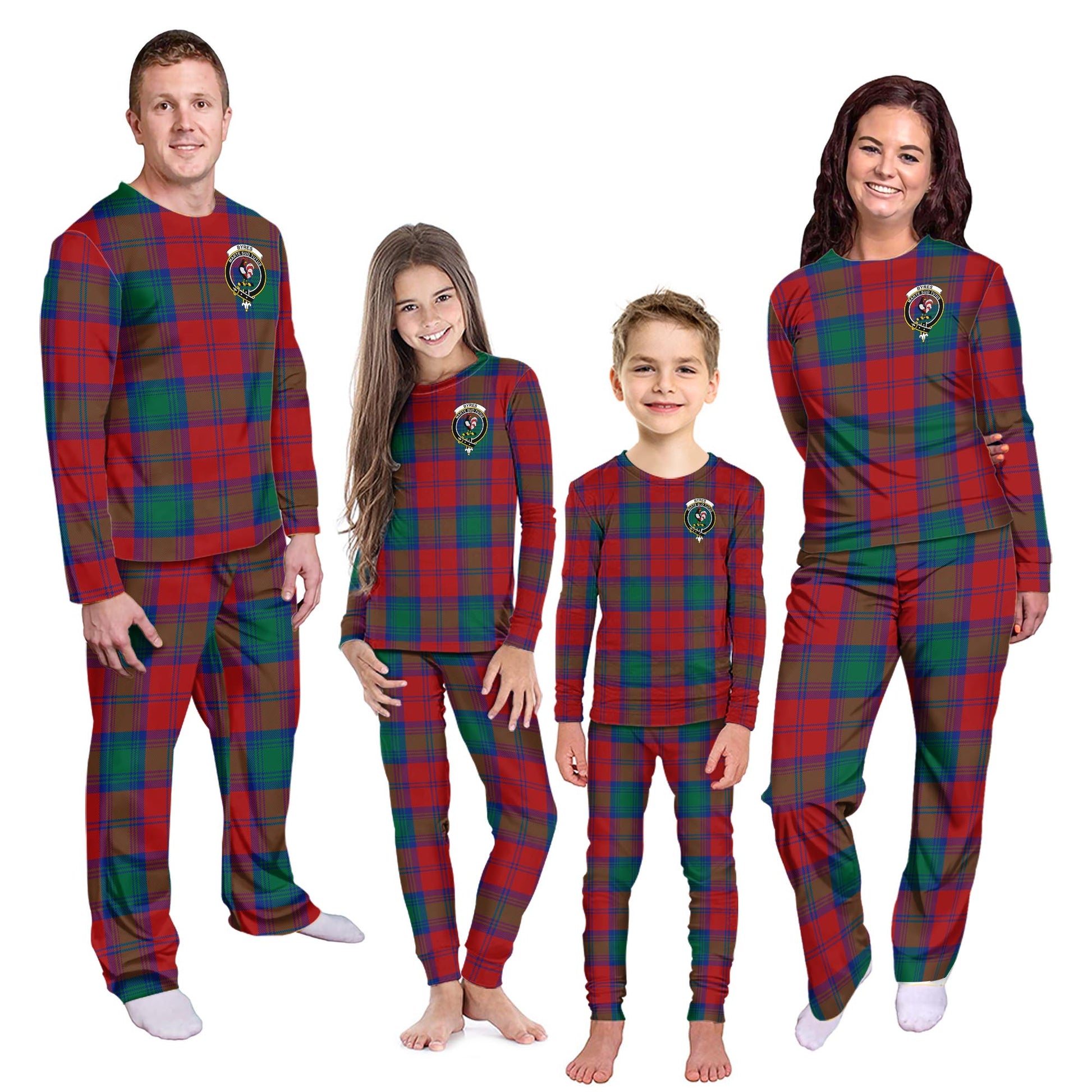 Byres (Byses) Tartan Pajamas Family Set with Family Crest Kid - Tartan Vibes Clothing
