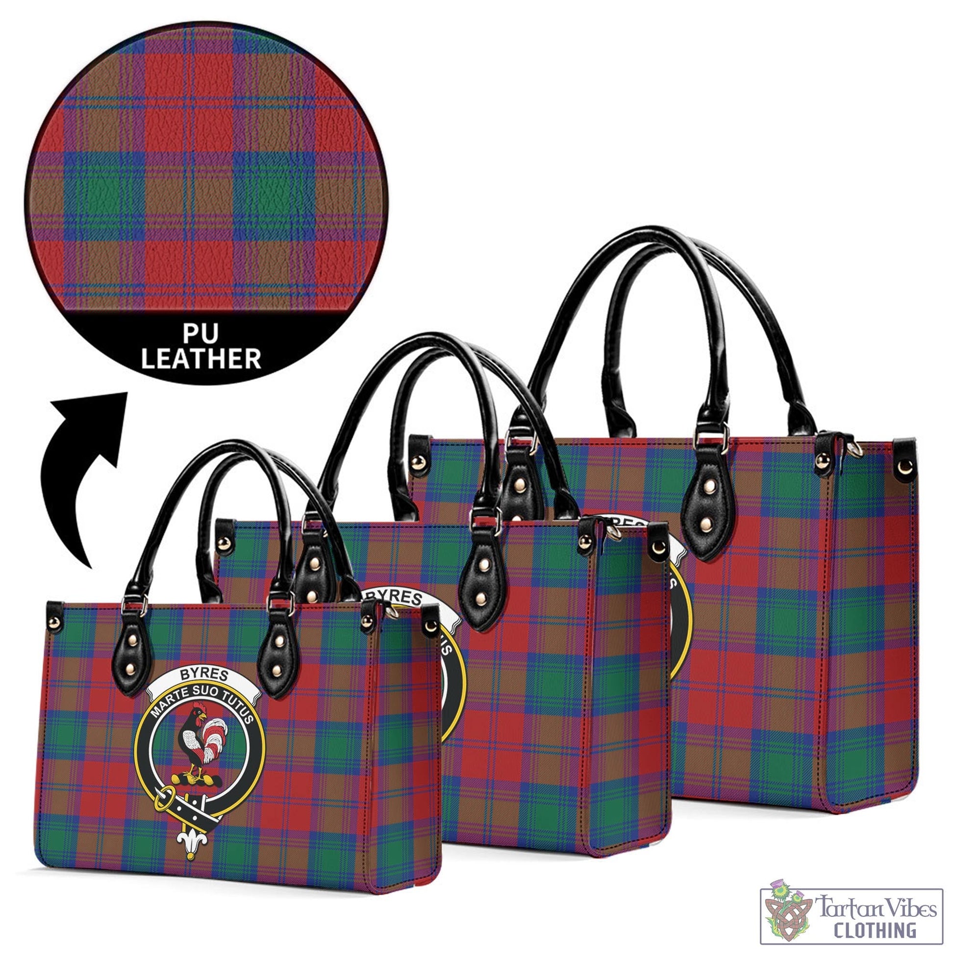 Byres (Byses) Tartan Luxury Leather Handbags with Family Crest L - Tartan Vibes Clothing
