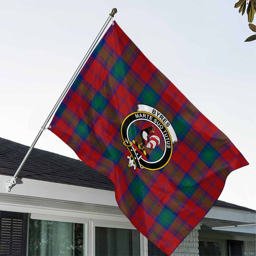 Tartan Vibes Clothing Byres (Byses) Tartan House Flag with Family Crest