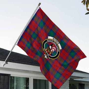 Tartan Vibes Clothing Byres (Byses) Tartan House Flag with Family Crest