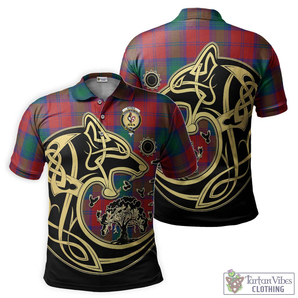 Byres (Byses) Tartan Polo Shirt with Family Crest Celtic Wolf Style Kid - Tartan Vibes Clothing