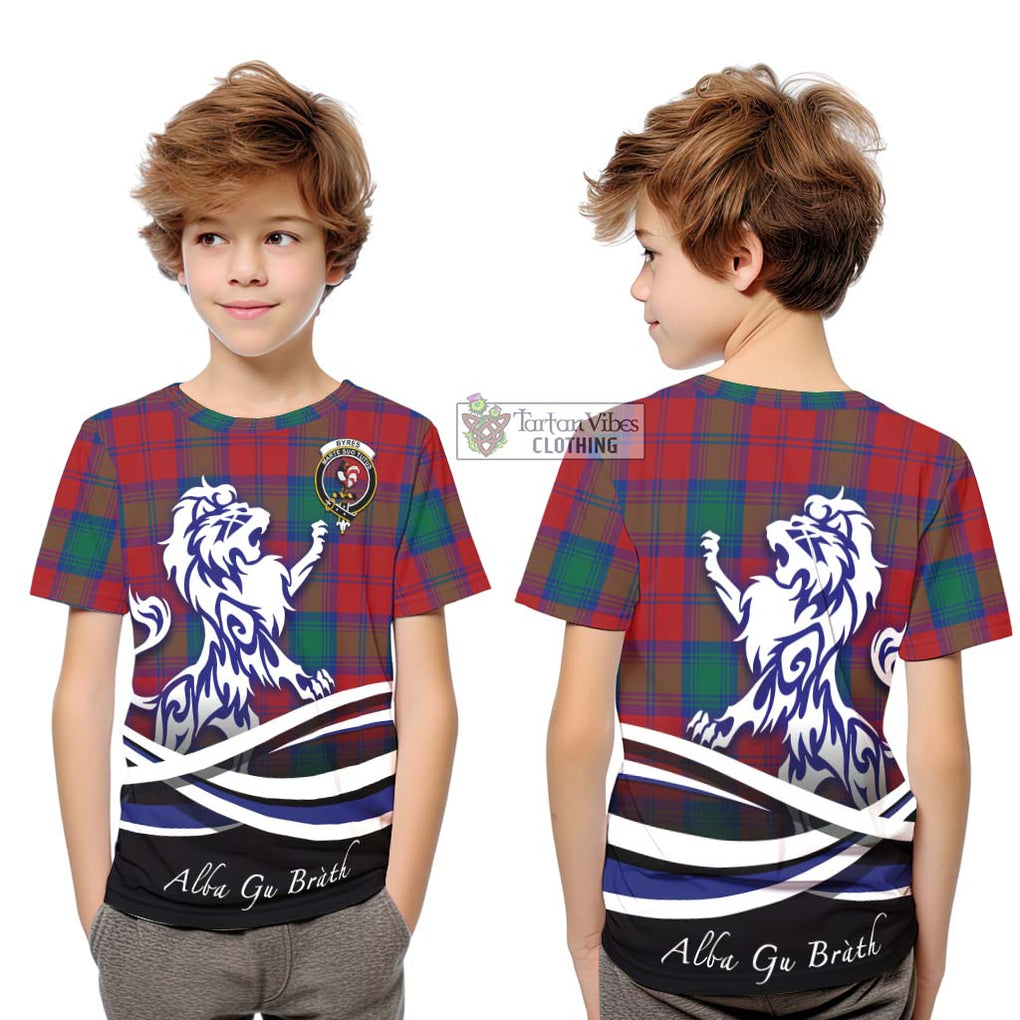 Byres (Byses) Tartan Kid T-Shirt with Alba Gu Brath Regal Lion Emblem Youth XL Size14 - Tartan Vibes Clothing