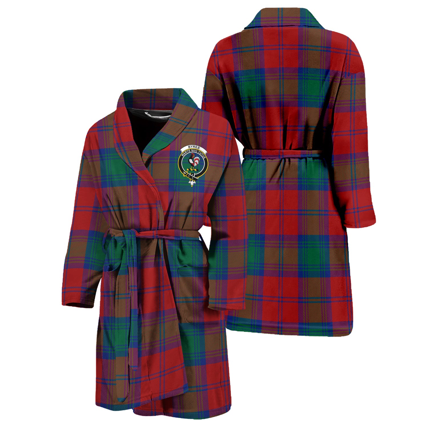 Byres (Byses) Tartan Bathrobe with Family Crest Unisex S - Tartan Vibes Clothing
