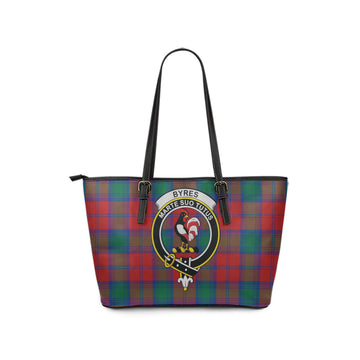 Byres (Byses) Tartan Leather Tote Bag with Family Crest