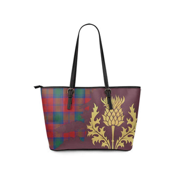 Byres (Byses) Tartan Leather Tote Bag Gold Thistle Style - Tartan Vibes Clothing