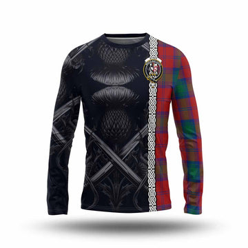 Byres (Byses) Tartan Long Sleeve T-Shirt with Family Crest Cross Sword Thistle Celtic Vibes Unisex - Tartan Vibes Clothing