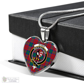 Byres (Byses) Tartan Heart Necklace with Family Crest Luxury Necklace (Silver) No - Tartan Vibes Clothing