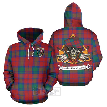 Byres (Byses) Tartan Hoodie with Family Crest and Bearded Skull Holding Bottles of Whiskey Zip Hoodie - Tartan Vibes Clothing